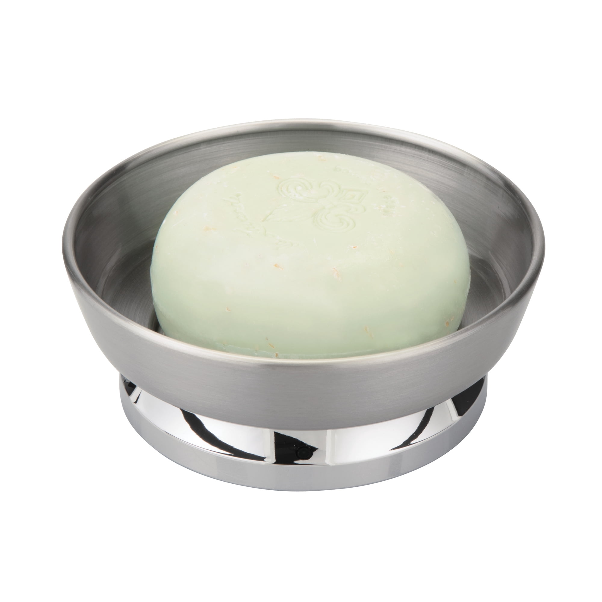 iDesign Stainless Steel Soap Dish for Bar Soap - Brushed/Chrome Split Finish