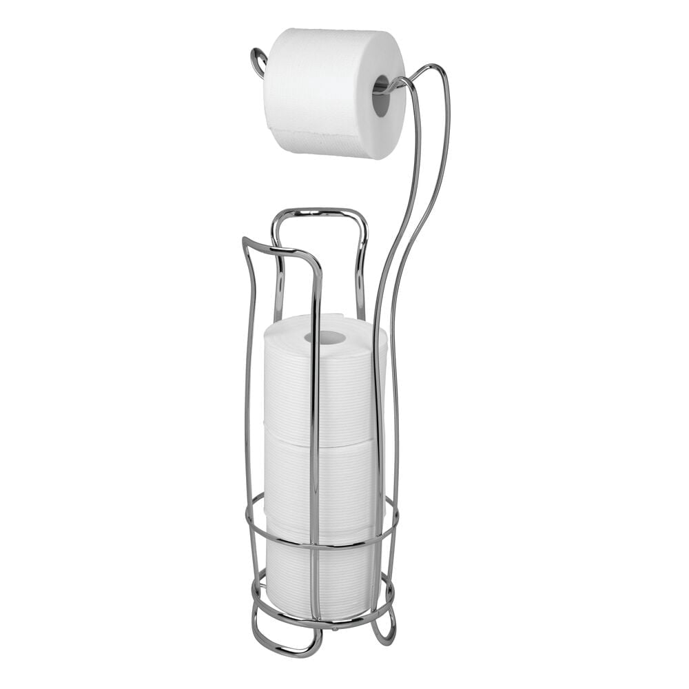 iDesign, Steel Free-Standing Toilet Paper Storage Dispenser - 8" x 6.5" x 24.5", Chrome