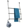 thumbnail image 1 of iDesign, Steel Over-The-Door Towel Rack with Storage Hooks - 16.75" x 4.25" x 24", Bronze, 1 of 7