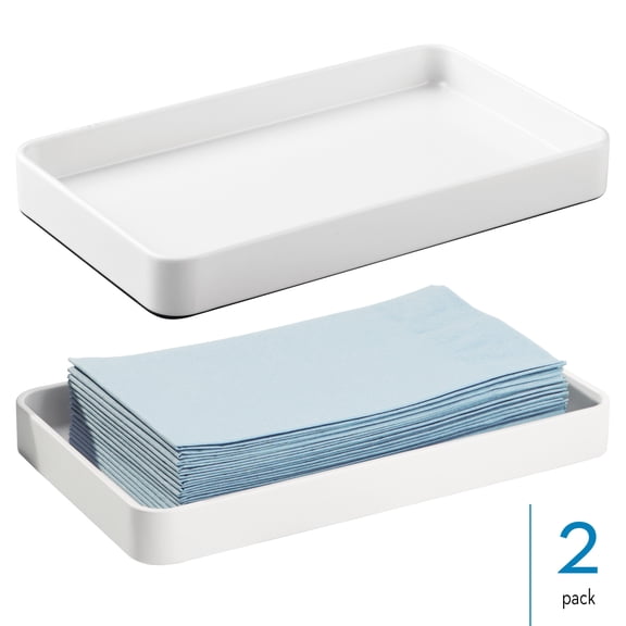 iDesign Steel Vanity Tray for Bathroom Organization and Storage - Holds Cosmetics, Paper Hand Towels, Jewelry, and Perfume