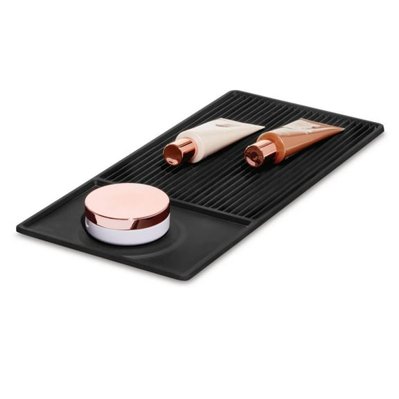 iDesign The Sarah Tanno Collection Heat-Resistant Silicone Mat for Cosmetic Drawer Organizers, Black