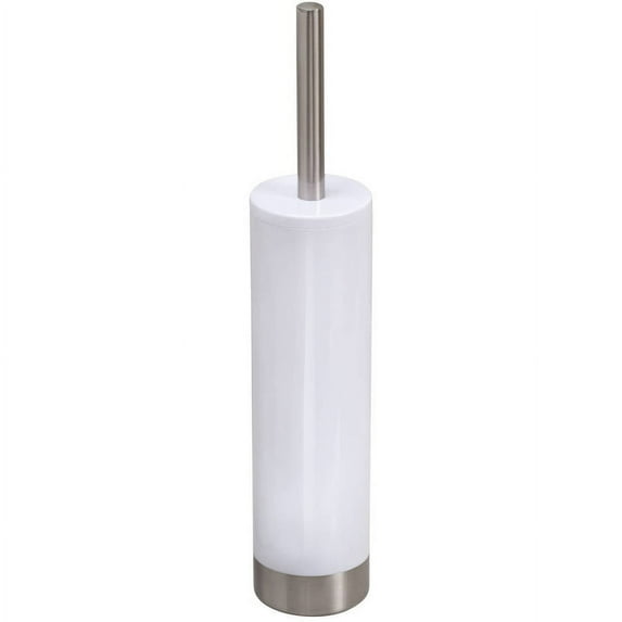 iDesign Toilet Brush and Holder, Brushed Stainless Steel, White