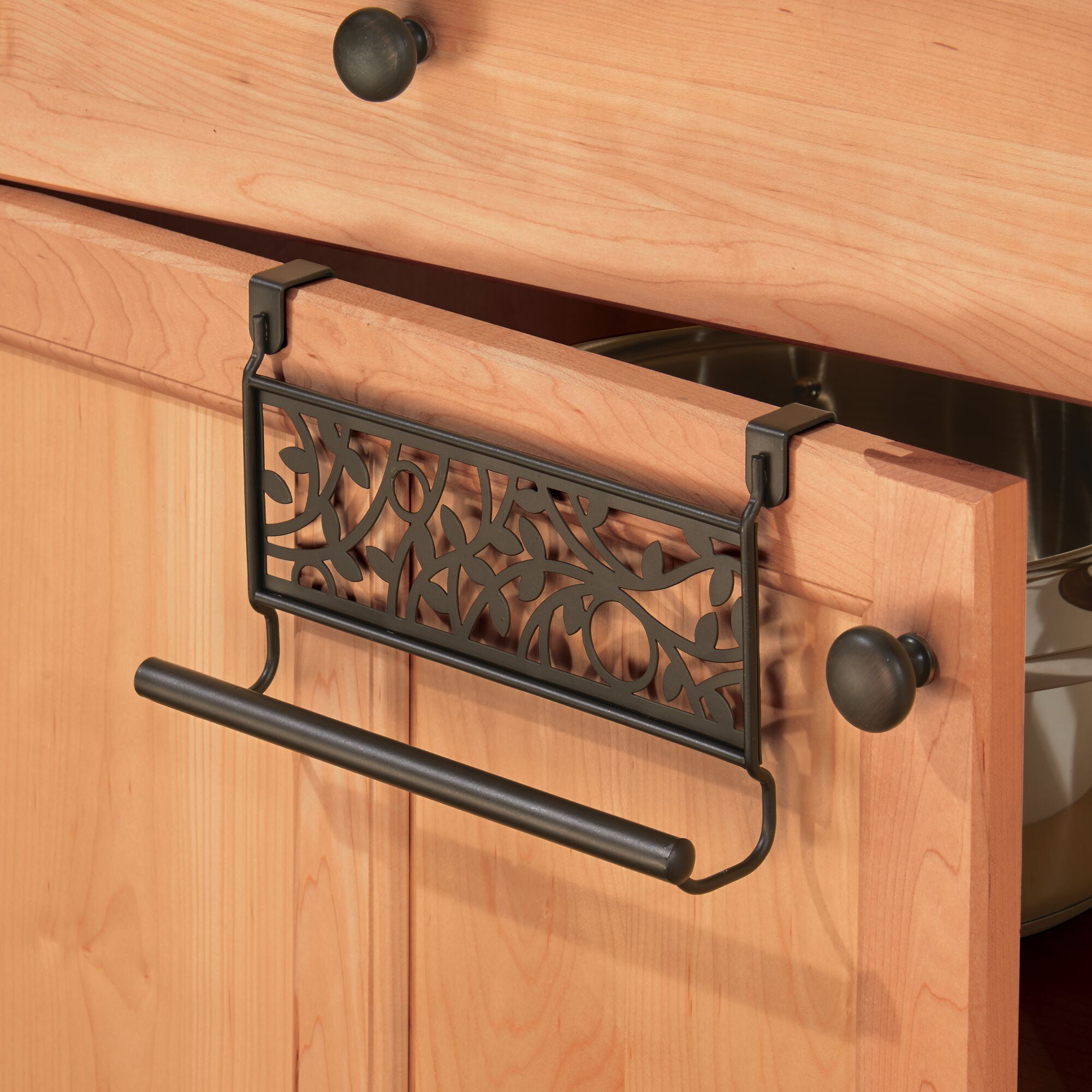 Bronze Over-the-Door Vine Design Towel Bar Holder