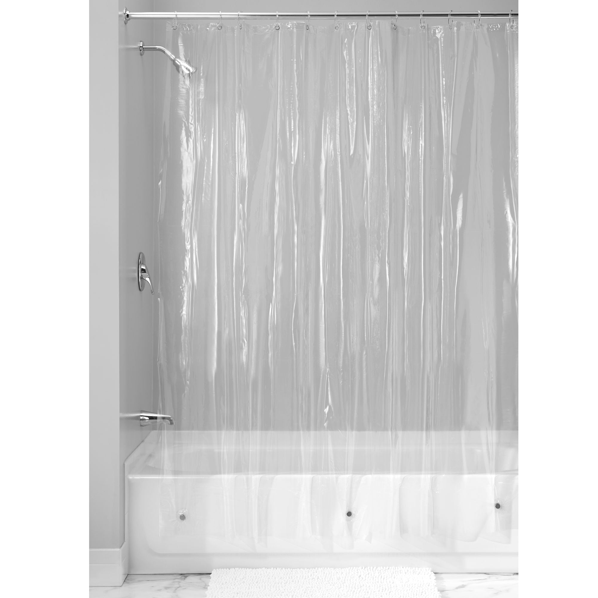 iDesign Vinyl Shower Curtain Liner, Long 72" x 84", Clear