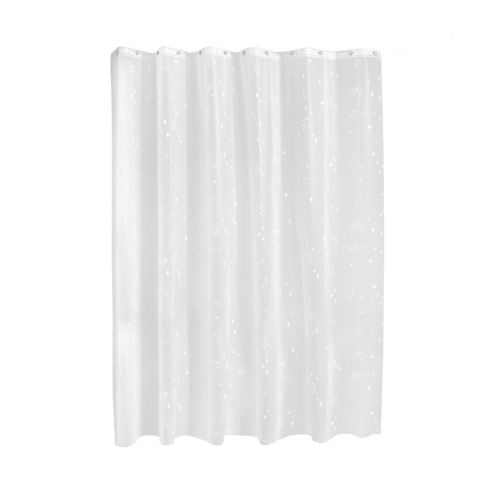 iDesign Waterproof PEVA Shower Curtain, Constellation, White/Frost