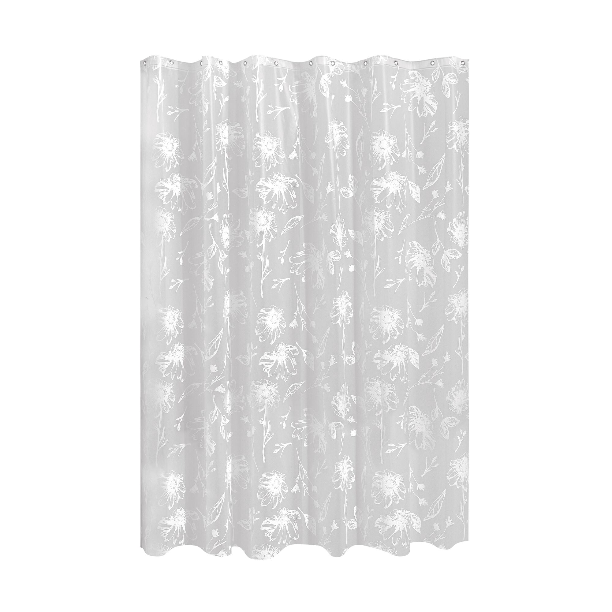 iDesign Waterproof PEVA Shower Curtain, Daisy, White/Frost