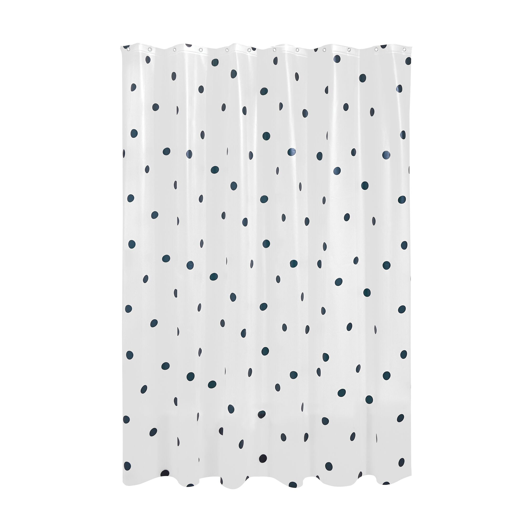 72" x 72" Black and White Vinyl Polka Dot Shower Curtain