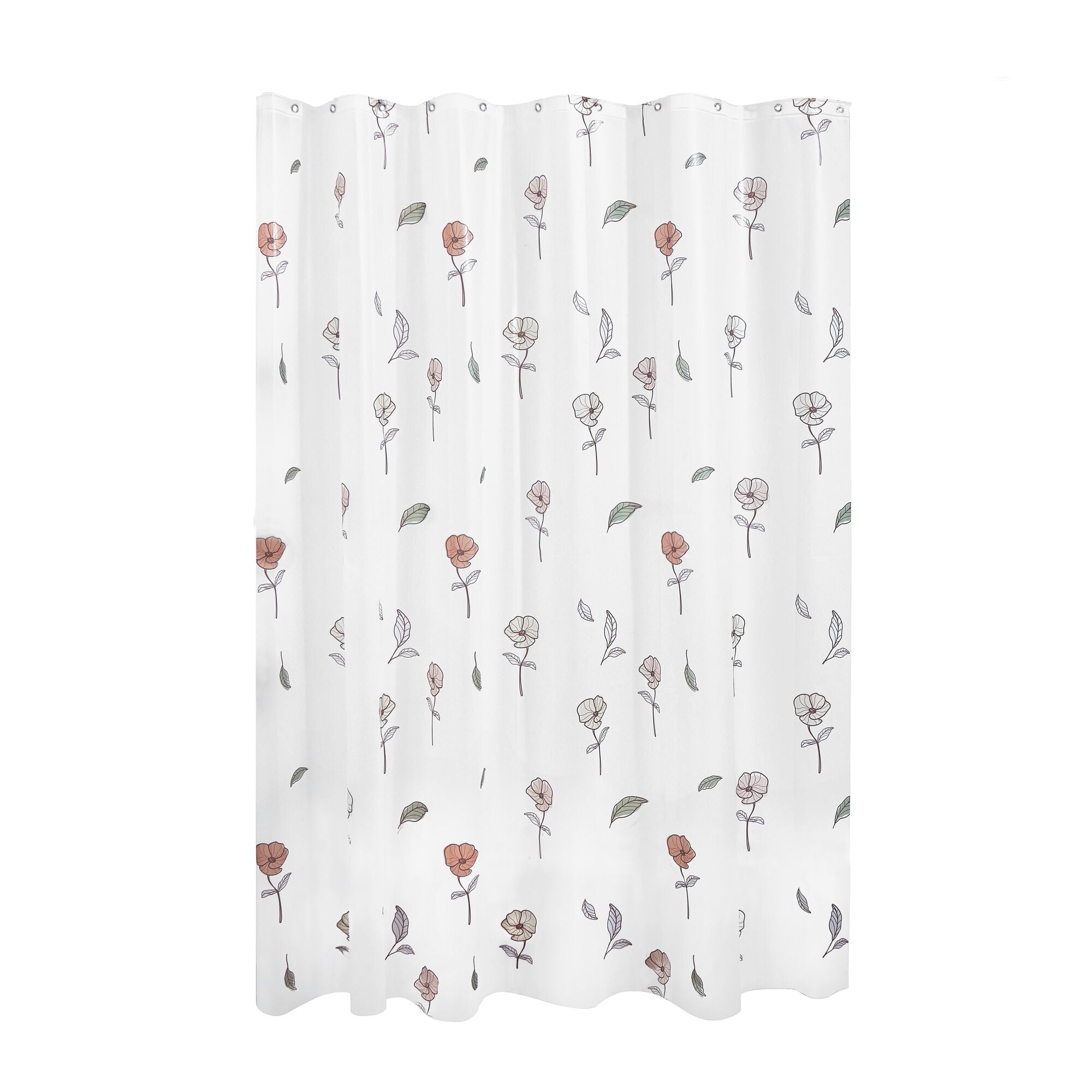 iDesign Waterproof PEVA Shower Curtain, Flowers, Multi Color/Frost