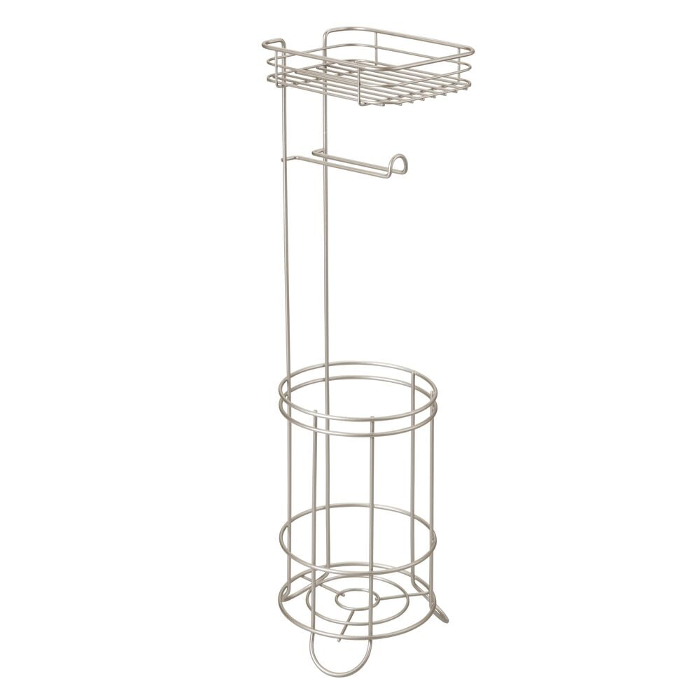Satin Powder Coated Free Standing Toilet Paper Holder with Shelf