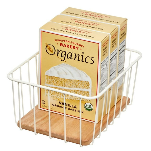 iDesign, Wire and Paulownia Wood Pantry Bin, Coconut