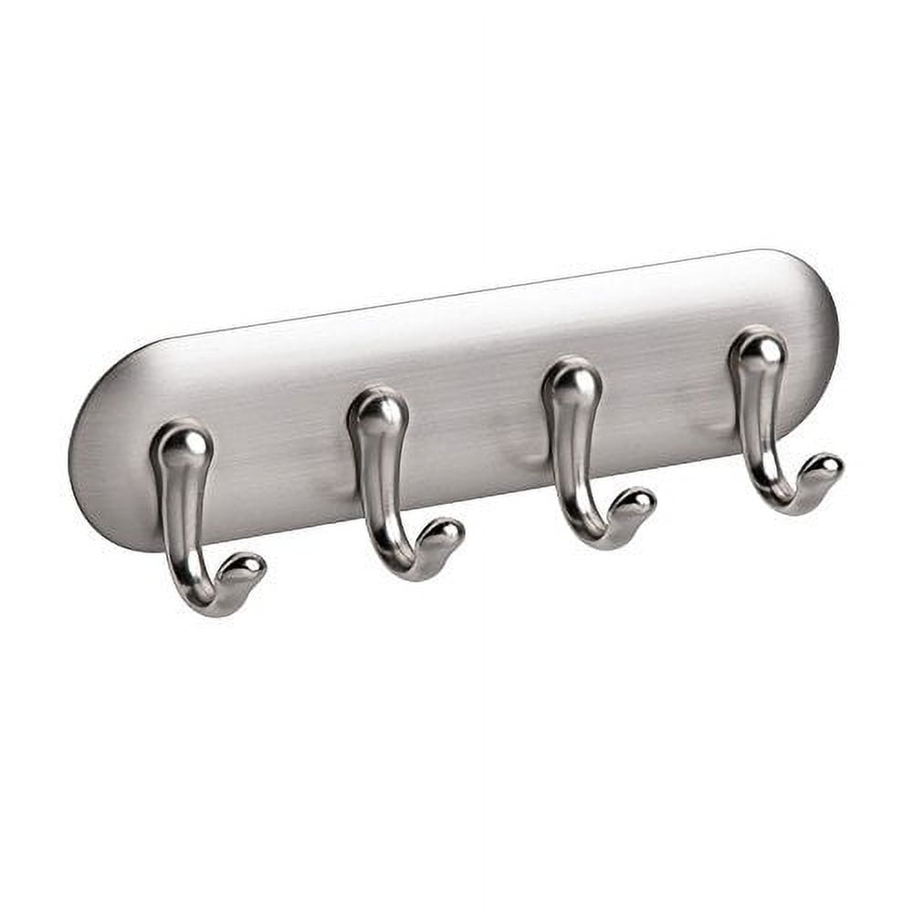 Small Silver 4-Hook Brushed Metal Key Rack