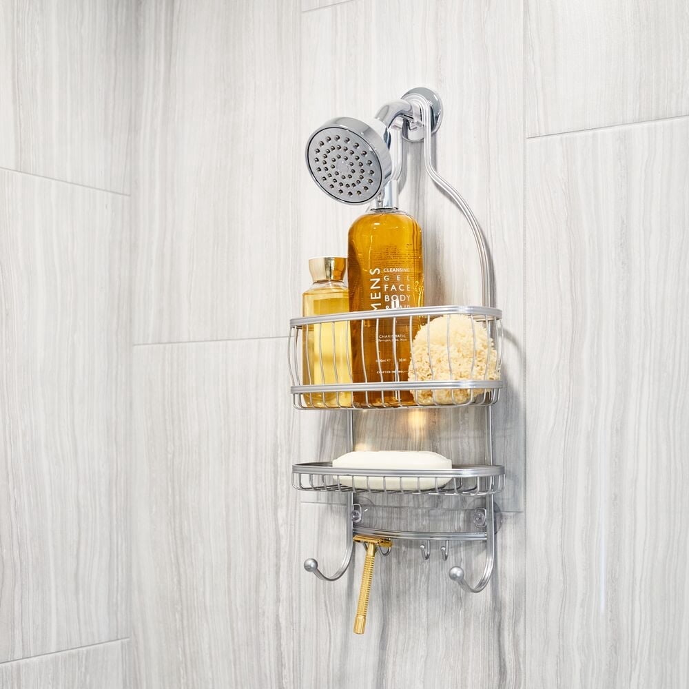 iDesign York Metal Hanging Shower Organizer, Rust-Resistant Metal, Silver, 10" x 4" x 22"