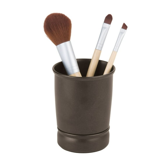 iDesign York Metal Tumbler, Makeup Brush Toothbrush Holder for Bathroom, Countertop, Desk, Dorm, College, and Vanity, 3.25" x 3.25" x 4.25", Bronze C36