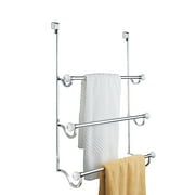 InterDesign York Over The Shower Door Towel Rack, White/Chrome