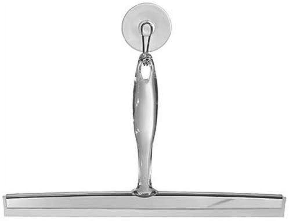 iDesign Bathroom Shower Squeegee with Wall Hook, For Glass Shower Doors or Bathroom Cleaning, Plastic, Clear