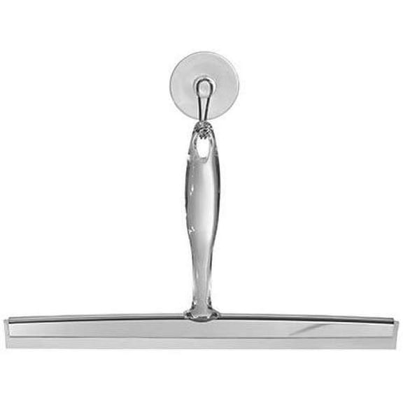 iDesign Bathroom Shower Squeegee with Wall Hook, For Glass Shower Doors or Bathroom Cleaning, Plastic, Clear