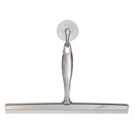 iDesign Bathroom Shower Squeegee with Wall Hook, For Glass Shower Doors or Bathroom Cleaning, Plastic, Clear