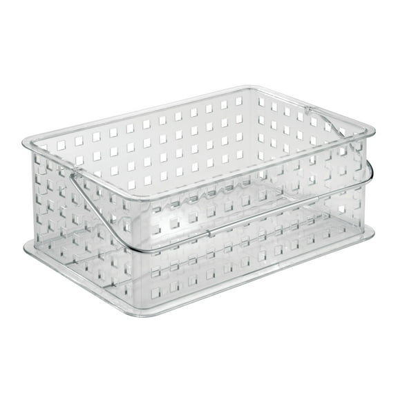 iDesign Zia Plastic Closet Basket Organizer with Handle, Clear