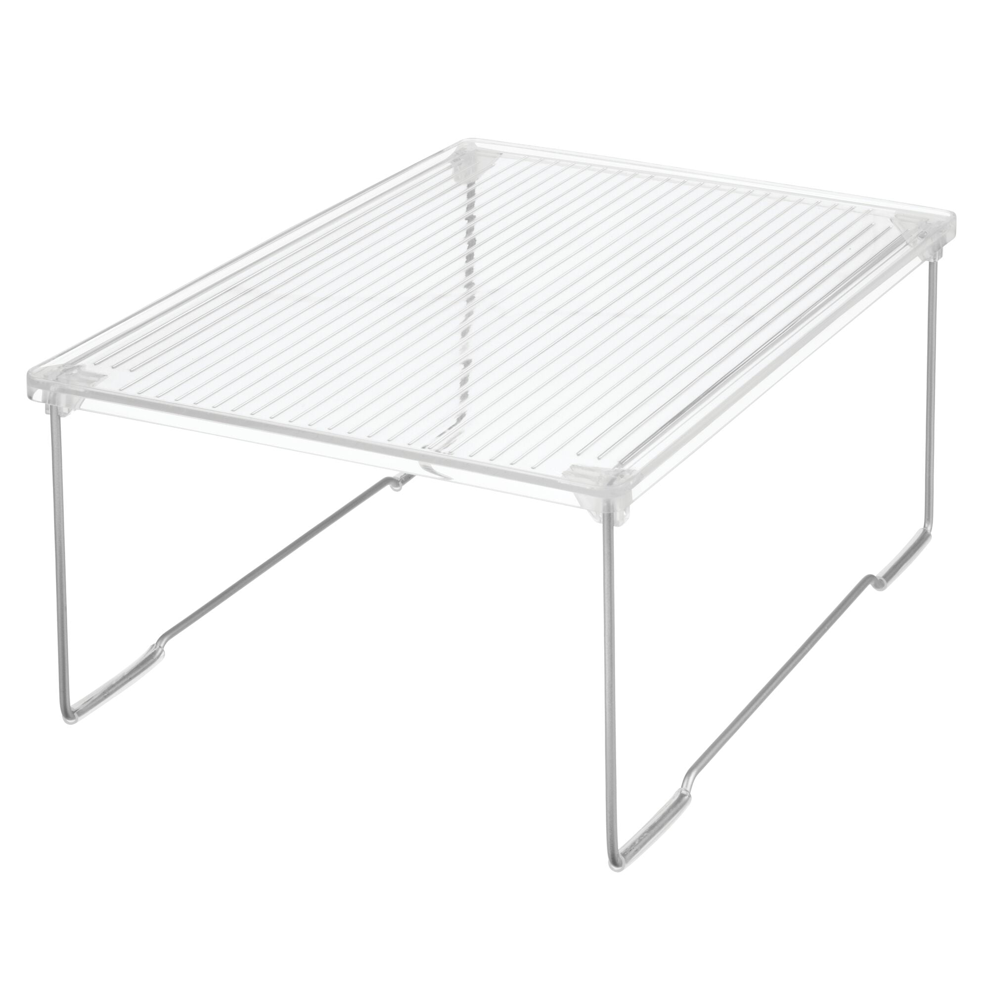 iDesignc Basic Stackable Bathroom Shelf Riser, Recycled Plastic, Clear