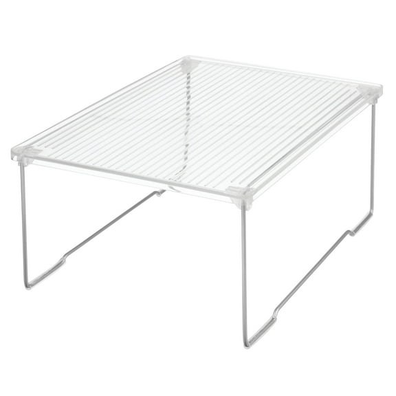 iDesignc Basic Stackable Bathroom Shelf Riser, Recycled Plastic, Clear