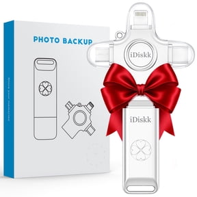 iDiskk 128GB 3-in-1 Flash Drive Auto Secure Backup - Memory Stick Storage to Transfer & Backup Photos, Videos for iPhone,iPad, Android, Mac & PC Zinc Alloy