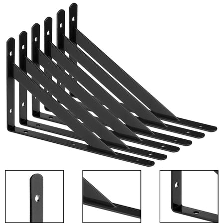 6 Pack Heavy Duty Shelf Brackets, 7.87*4.72 inch Wall Mount L-Shaped Shelf Bracket