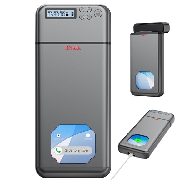iDiskk Cell Phone Safe Timed Lock Case with Timer Self-Control Phone Locker Box for Addiction Management, Secure, Durable, User-Friendly 1PC Black
