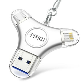iDiskk MFi Certified 256GB USB 3.0 Flash Drive for iPhone, 3in1 External Memory Photo Stick for iPhone, OTG Android Phone, PC
