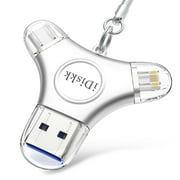 iDiskk MFi Certified 256GB USB 3.0 Flash Drive for iPhone, 3in1 External Memory Photo Stick for iPhone, OTG Android Phone, PC
