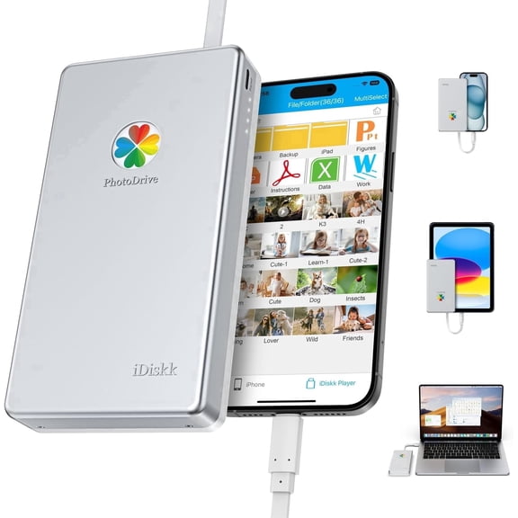 iDiskk MFi Certified 500G Protable External Hard Drive for iPhone & iPad & Android for Photo Stick, Store Photos, Videos, Music, Documents