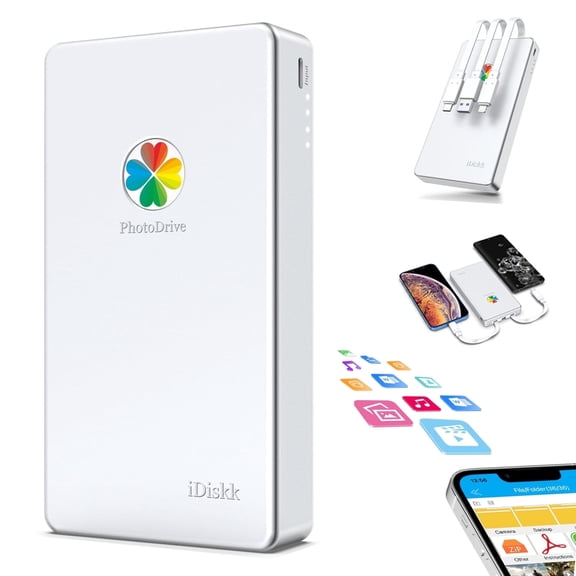 iDiskk 2TB MFi Certified External Hard Drive for iPhone & iPad & Android 2TB iPhone Hard Disk,Mac Book and PC, Photo Stick to Backup Photos/Videos/Music/Documents