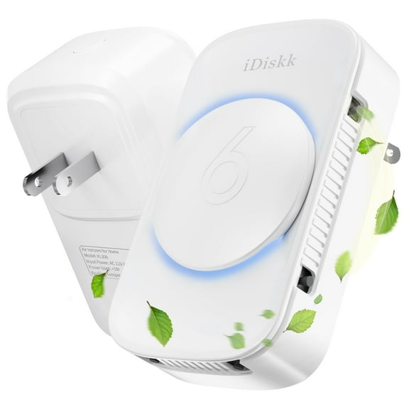 iDiskk Mini Plug-In Ionizer for Home, Negative Ionizer Fresher, Remove Smoke Smell for Home, Bathroom, Toilet, Pet Room 320 sq ft, 2-Pack White
