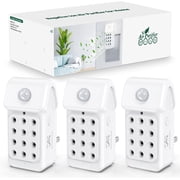 iDiskk Mini Plug-In Ionizers for Home, Portable Electric Deodorizer Negative Ionizers with Sensor Light 12 Emitting Heads 3-Pack White