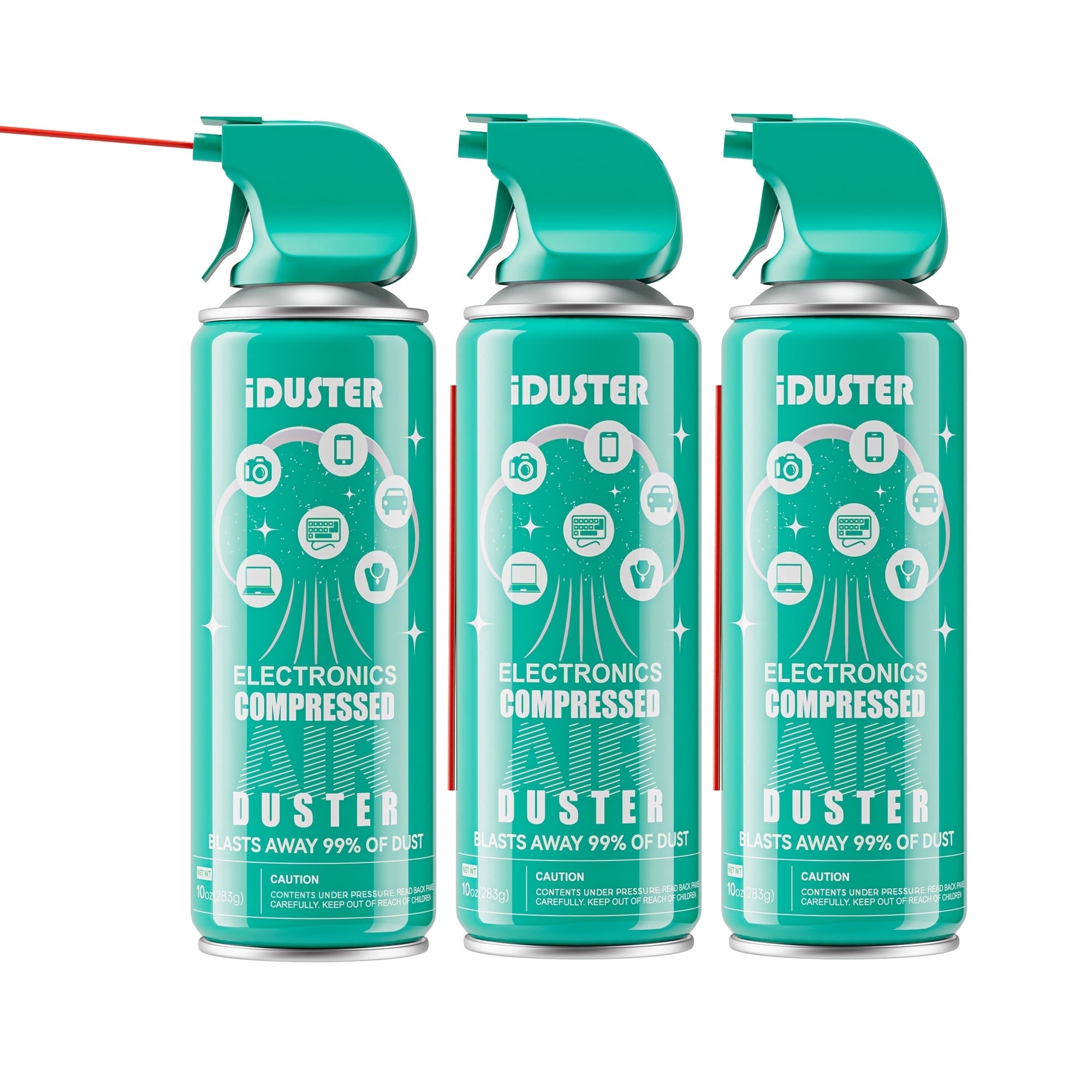iDuster Compressed Air Spray, Canned Air for Keyboard Cleaning, Air Duster Effective for Removing Dust, Hair, Crumbs, and Debris from Laptops, Jewelry,  10oz-3can
