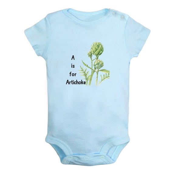 iDzn A is For Artichoke Funny Rompers For Babies, Newborn Baby Unisex Bodysuits, Infant Jumpsuits, Toddler 0-12 Months Kids One-Piece Oufits (Blue, 6-12 Months)