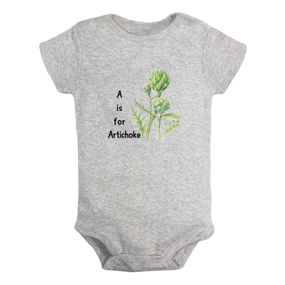 iDzn A is For Artichoke Funny Rompers For Babies, Newborn Baby Unisex Bodysuits, Infant Jumpsuits, Toddler 0-12 Months Kids One-Piece Oufits (Gray, 18-24 Months)