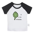 thumbnail image 1 of iDzn A is For Artichoke Funny T shirt For Baby, Newborn Babies T-shirts, Infant Cute Tops, 0-24M Kids Graphic Tees Clothing (Short Black Raglan T-shirt, 18-24 Months), 1 of 4