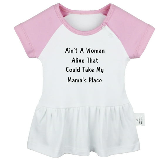 iDzn Ain't A Woman Alive That Could Take My Mama's Place Funny Dresses For Baby, Newborn Babies Skirts, Infant Princess Dress, 0-24M Kids Graphic Clothes (Pink Raglan Dresses, 0-6 Months)
