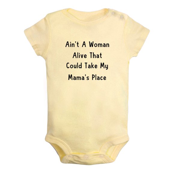 iDzn Ain't A Woman Alive That Could Take My Mama's Place Funny Rompers For Babies, Newborn Baby Unisex Bodysuits, Infant Jumpsuits, Toddler 0-12 Months Kids One-Piece Oufits (Yellow, 12-18 Months)