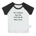 thumbnail image 1 of iDzn Ain't A Woman Alive That Could Take My Mama's Place Funny T shirt For Baby, Newborn Babies T-shirts, Infant Tops, 0-24M Kids Graphic Tees Clothing (Short Black Raglan T-shirt, 6-12 Months), 1 of 4