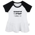 thumbnail image 1 of iDzn Answered Prayer Funny Dresses For Baby, Newborn Babies Skirts, Infant Princess Dress, 0-24M Kids Graphic Clothes (Black Raglan Dresses, 0-6 Months), 1 of 5