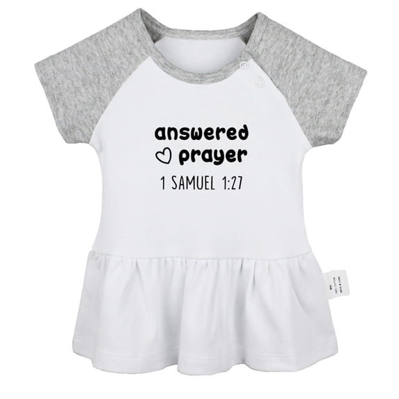 iDzn Answered Prayer Funny Dresses For Baby, Newborn Babies Skirts, Infant Princess Dress, 0-24M Kids Graphic Clothes (Gray Raglan Dresses, 0-6 Months)