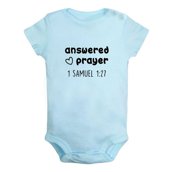 iDzn Answered Prayer Funny Rompers For Babies, Newborn Baby Unisex Bodysuits, Infant Jumpsuits, Toddler 0-12 Months Kids One-Piece Oufits (Blue, 6-12 Months)