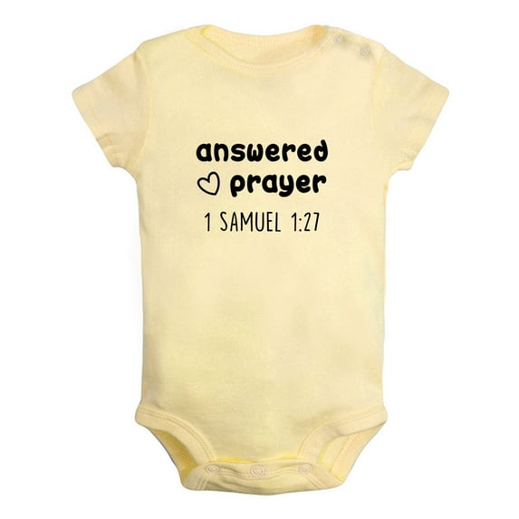 iDzn Answered Prayer Funny Rompers For Babies, Newborn Baby Unisex Bodysuits, Infant Jumpsuits, Toddler 0-12 Months Kids One-Piece Oufits (Yellow, 6-12 Months)