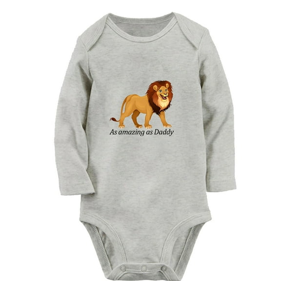 iDzn As Amazing As Daddy Funny Rompers, Newborn Baby Unisex Bodysuits, Infant Animal Lion Graphic Jumpsuits, Toddler Kids Long Sleeve Oufits (Gray, 6-12 Months)
