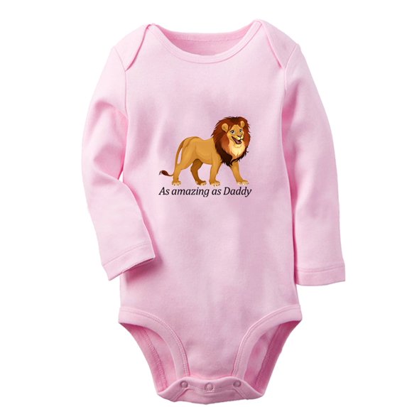 iDzn As Amazing As Daddy Funny Rompers, Newborn Baby Unisex Bodysuits, Infant Animal Lion Graphic Jumpsuits, Toddler Kids Long Sleeve Oufits (Pink, 0-6 Months)