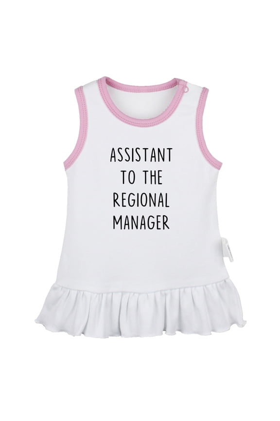 Assistant to the Assistant Regional Manager Funny Dresses For Baby, Newborn Babies Skirts, Infant Princess Dress, 0-24M Kids Graphic Clothes (White Sleeveless Dresses, 12-18 Months)