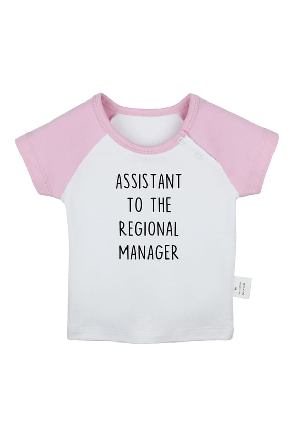 Assistant to the Assistant Regional Manager Funny T shirt For Baby, Newborn Babies T-shirts, Infant Tops, 0-24M Kids Graphic Tees Clothing (Short Pink Raglan T-shirt, 12-18 Months)