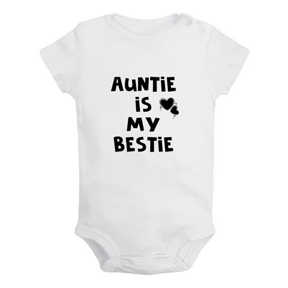 iDzn Auntie Is My Bestie Funny Rompers For Babies, Newborn Baby Unisex Bodysuits, Infant Jumpsuits, Toddler 0-24 Months Kids One-Piece Oufits