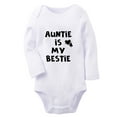 thumbnail image 1 of iDzn Auntie Is My Bestie Funny Rompers, Newborn Baby Unisex Bodysuits, Infant Jumpsuits, Toddler Kids Long Sleeve Oufits (White, 0-6 Months), 1 of 4